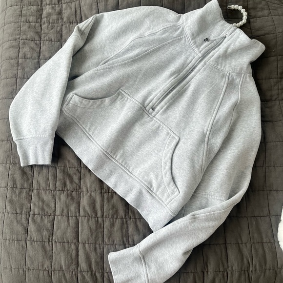 SOLD 💔LULULEMON Scuba Oversized Funnel Neck Half Zip XS/S Heathered Light Grey - Picture 4 of 13